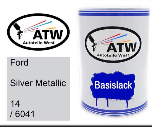 Ford, Silver Metallic, 14 / 6041: 500ml Lackdose, von ATW Autoteile West.